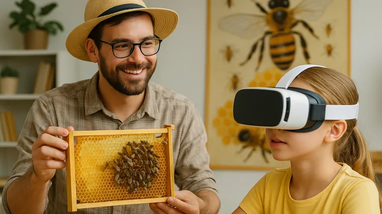 Die Welt der Bienen durch die VR Brille - Bildnachweis: KI-generiertes Bild