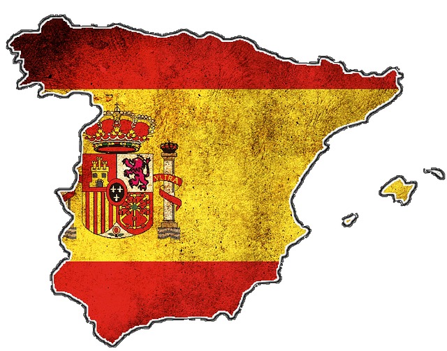 Landkarte von Spanien in den Landesfarben - Bildnachweis: Tumisu, Pixabay