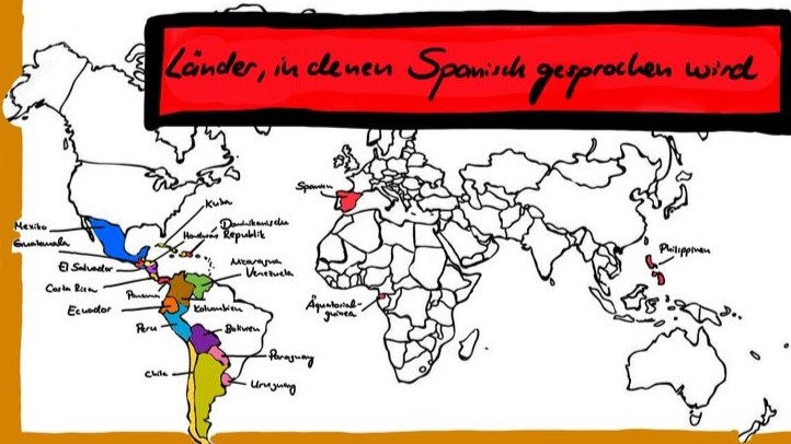 Weltkarte spanischsprachiger Ländern - Bildnachweis: Chantal Marré
