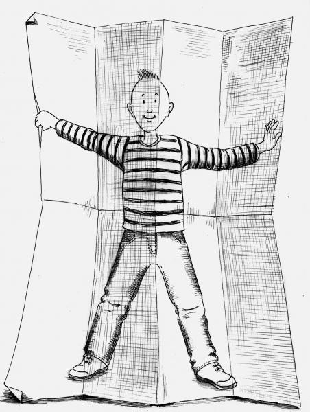Bleistiftzeichnung: Junge mit Streifenpullover